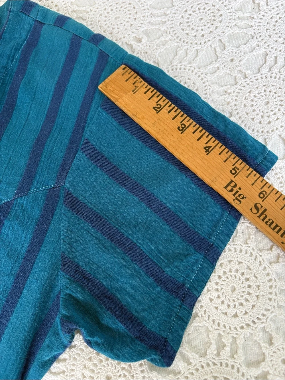 Vintage 90s Blue & Navy Striped Button-Front Dress M/L